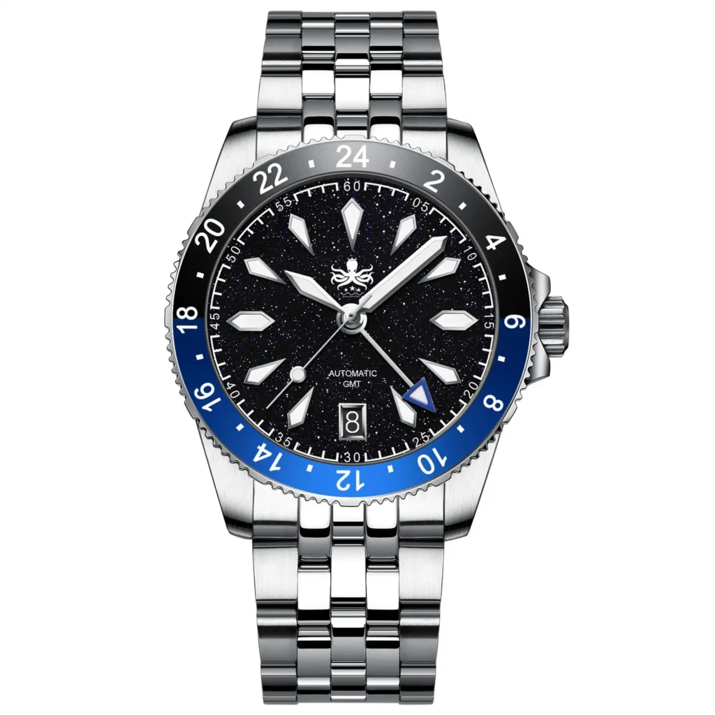 Phoibos Voyager GMT 100M PY058B Dark Blue Aventurine Stone